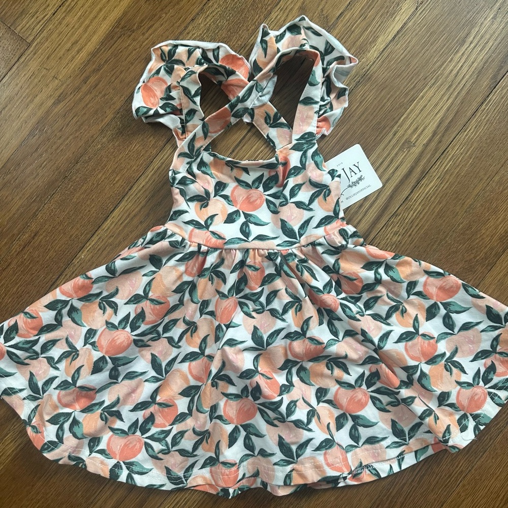 Peach Print Kids Dress